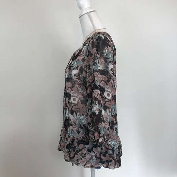 Petticoat Alley Abstract Watercolor Peplum Blouse - Picture 5 of 8